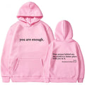 Autumn Winter Men Hooded Dear Person Behind Me You Are Enough Print Fashion Sweatshirt Hip Hop Casual Unisex Clothing
