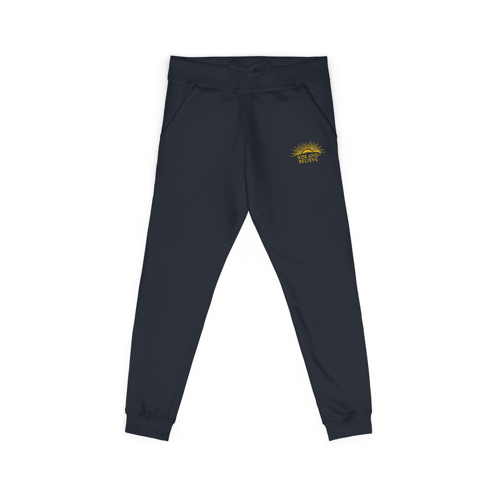 Embroidered Sunflower Fleece Sweatpants — Cozy White Joggers