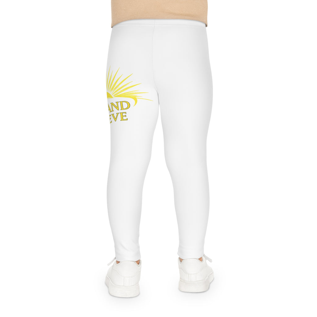 Kids Leggings — Yellow Sunrise "Rise and Believe" All-Over Print