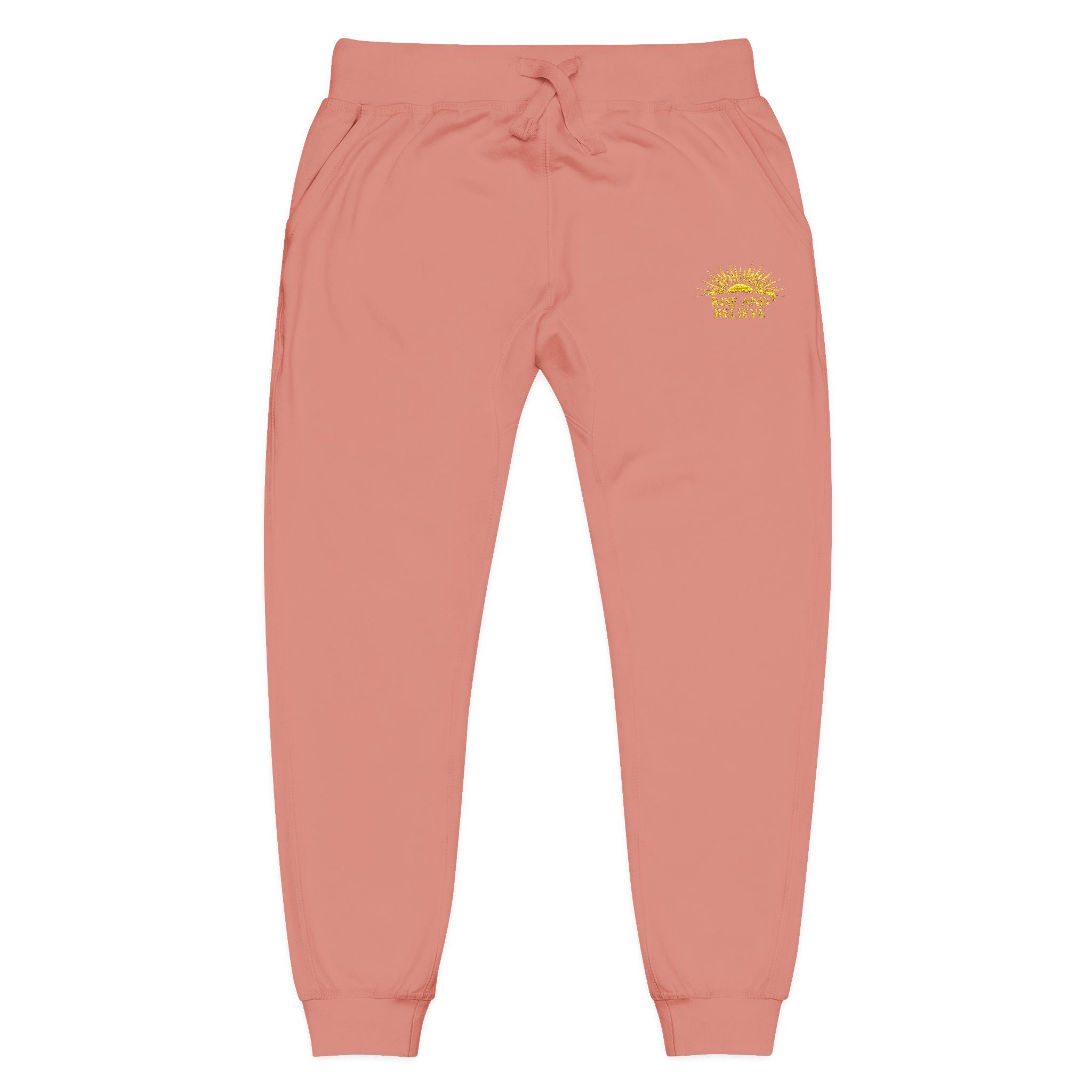 Embroidered Sunflower Fleece Sweatpants — Cozy White Joggers