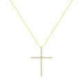 10K Yellow Gold Plated .925 Sterling Silver 3.0 Cttw Prong-Set Round Brilliant Cut Diamond Cross 18" Pendant Necklace (J-K Color, I1-I2 Clarity)