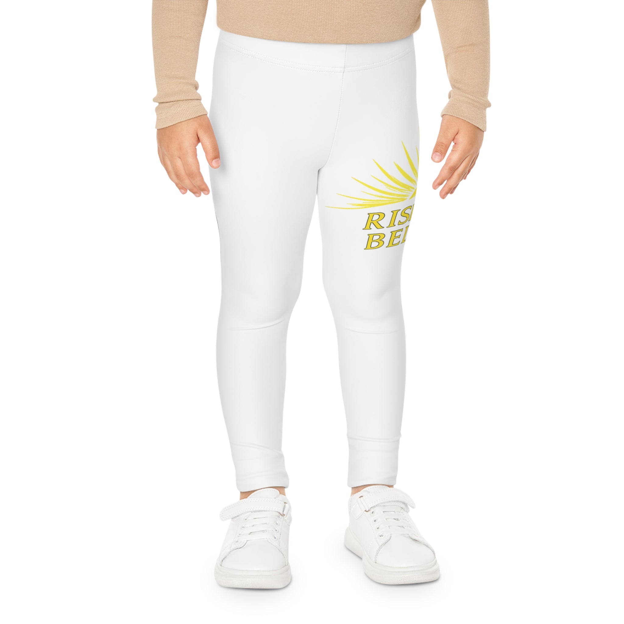Kids Leggings — Yellow Sunrise "Rise and Believe" All-Over Print