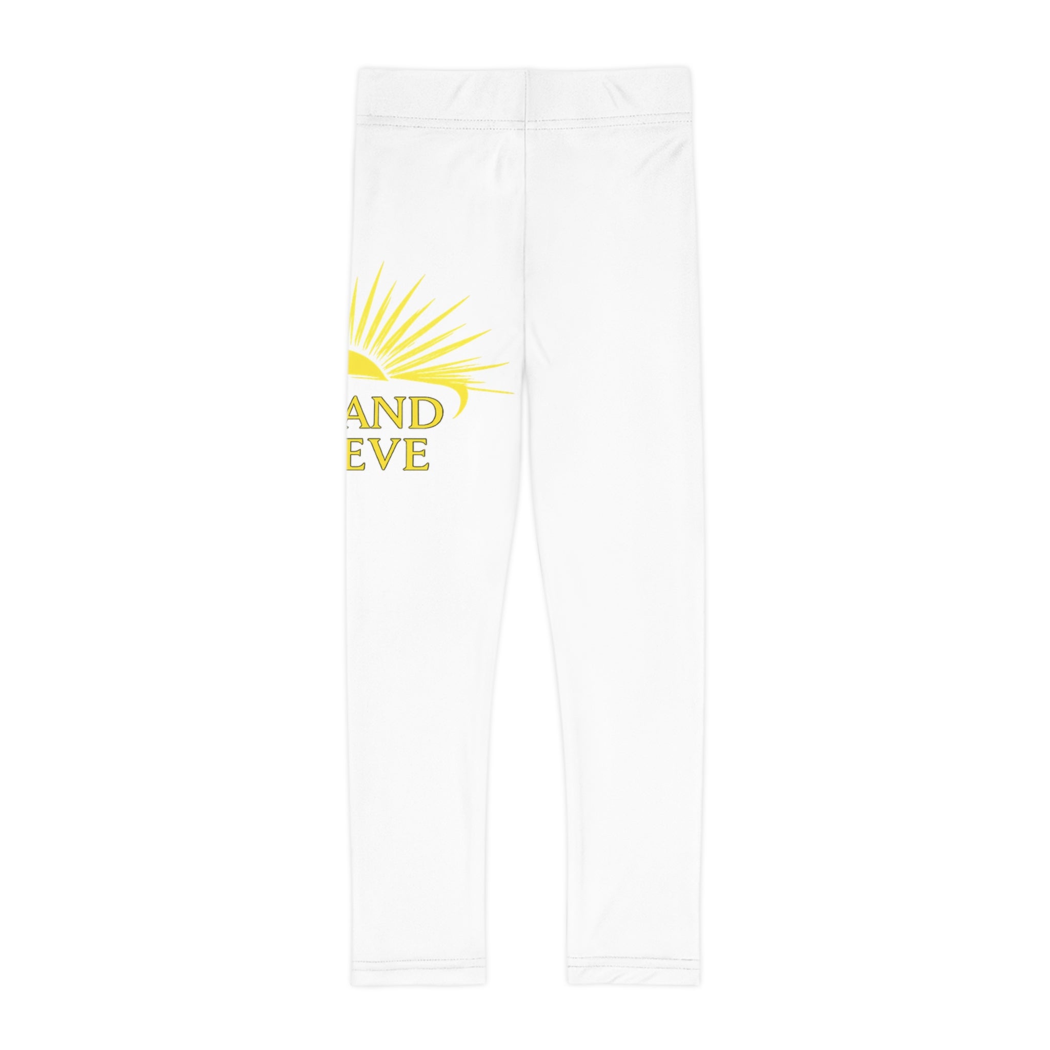 Kids Leggings — Yellow Sunrise "Rise and Believe" All-Over Print