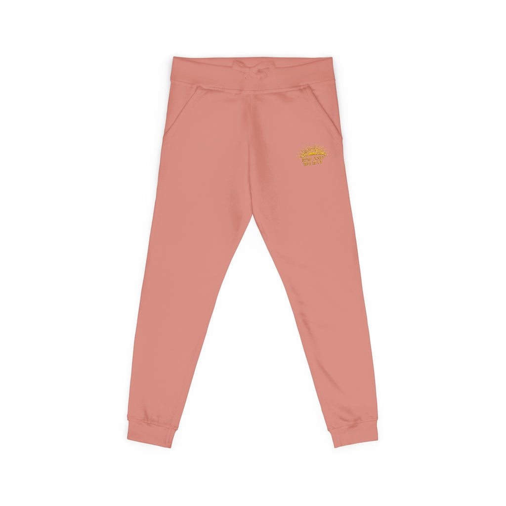 Embroidered Sunflower Fleece Sweatpants — Cozy White Joggers