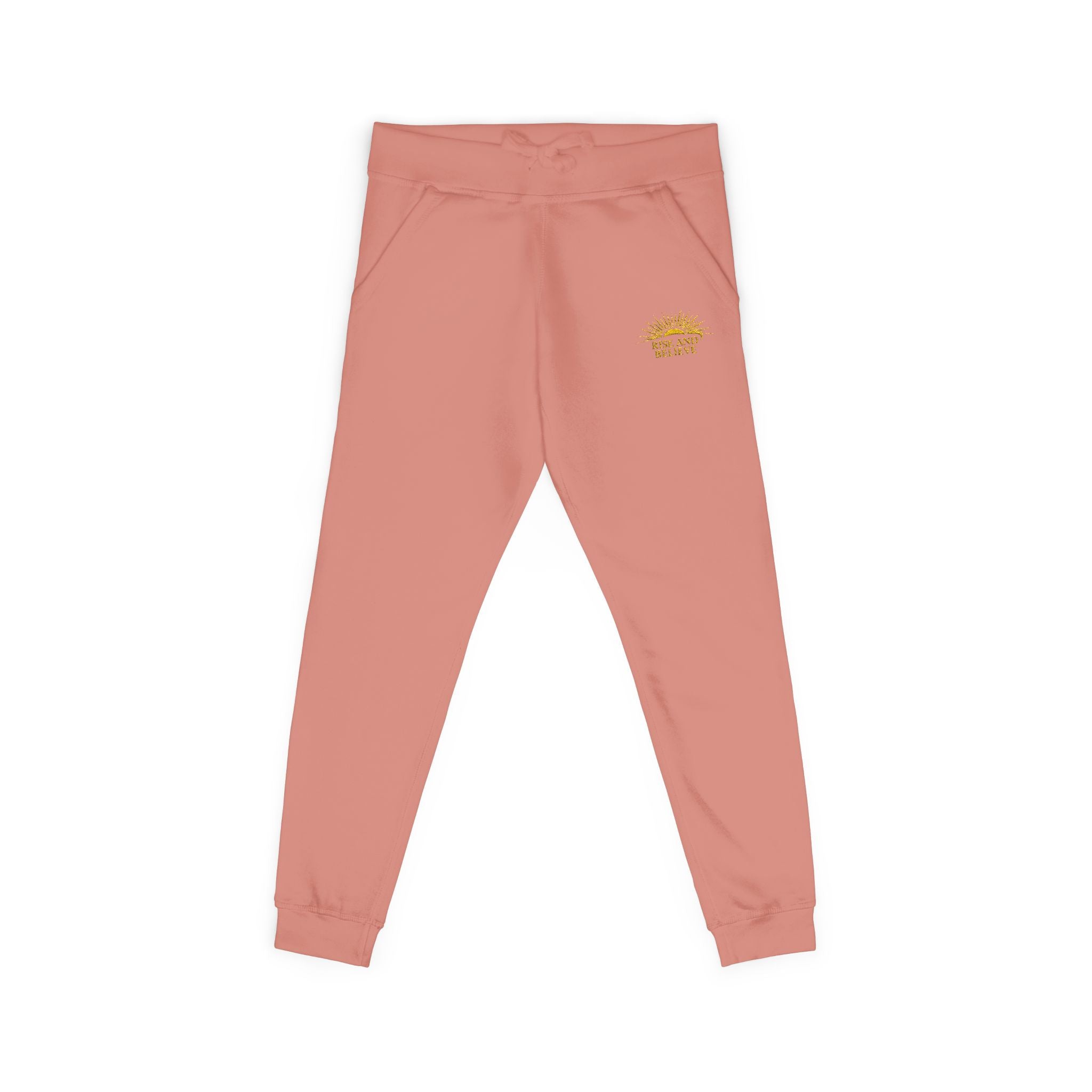Embroidered Sunflower Fleece Sweatpants — Cozy White Joggers