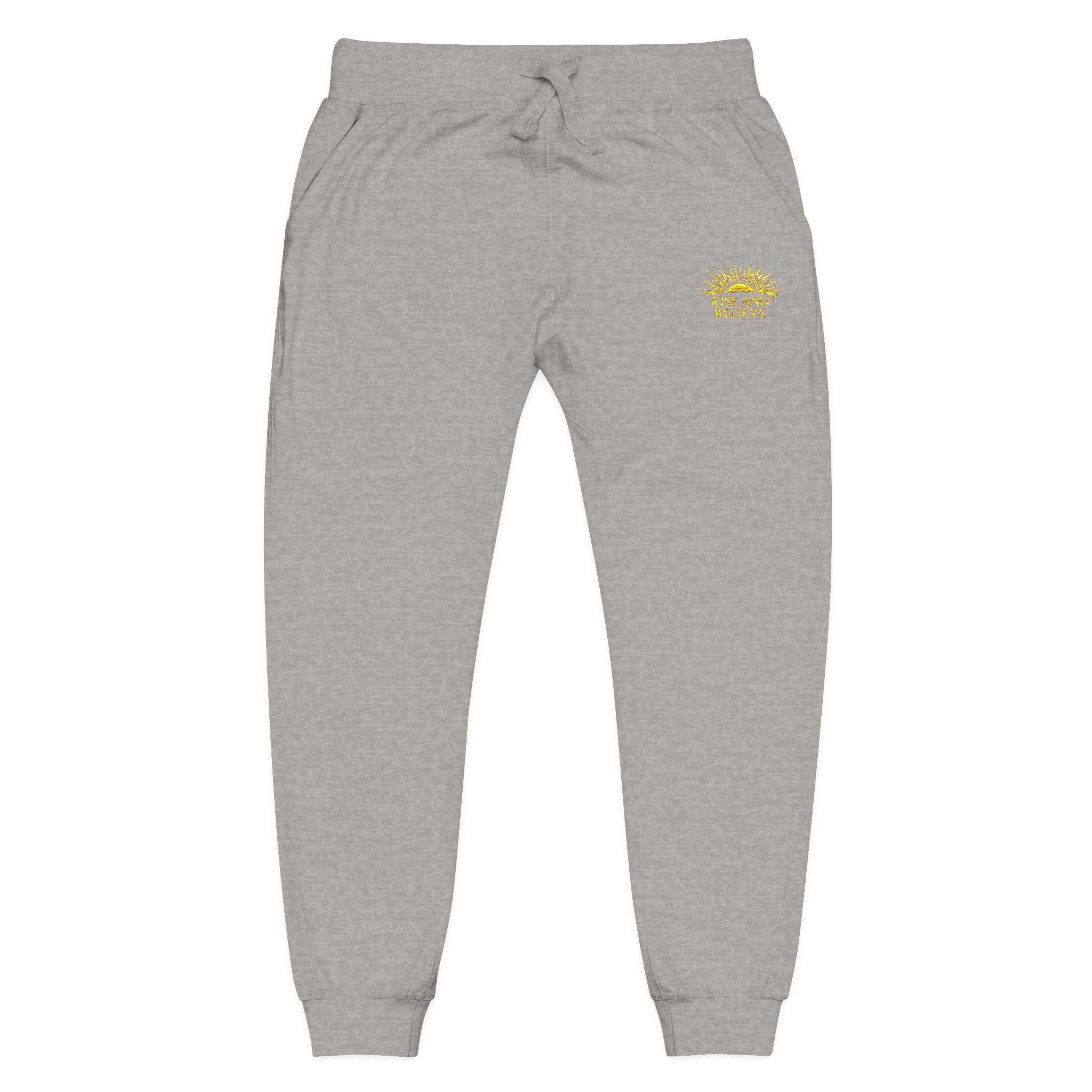 Embroidered Sunflower Fleece Sweatpants — Cozy White Joggers