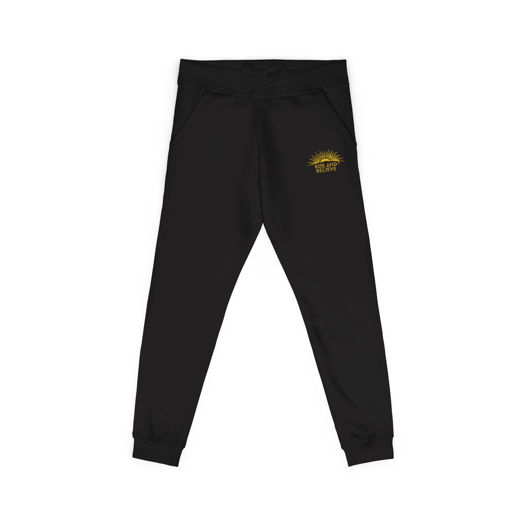 Embroidered Sunflower Fleece Sweatpants — Cozy White Joggers