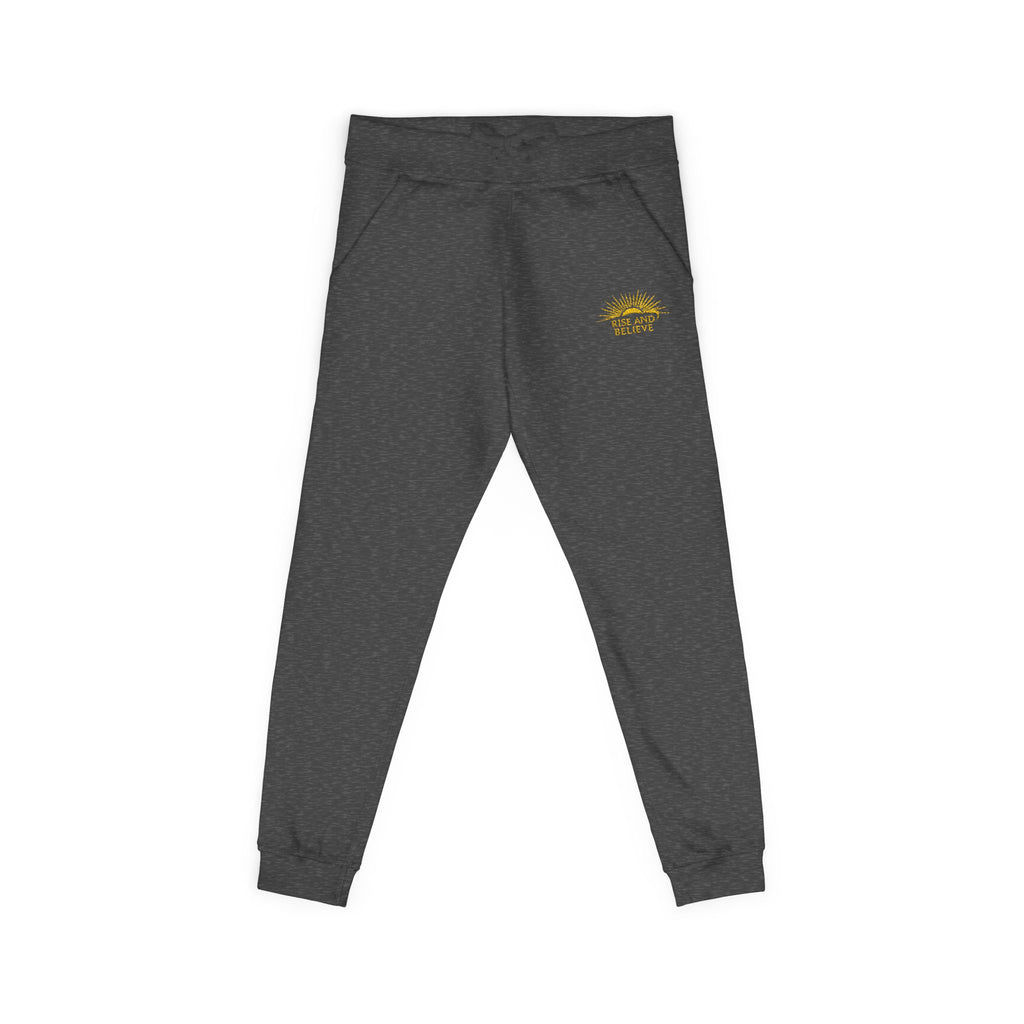 Embroidered Sunflower Fleece Sweatpants — Cozy White Joggers