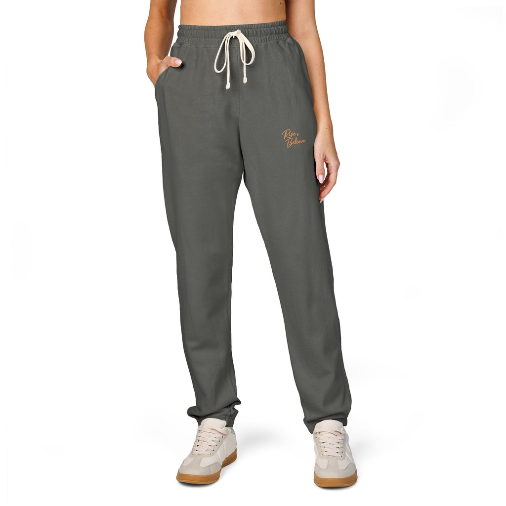 Ember Script Sweatpants — Garment-Dyed Fleece Cozy Joggers