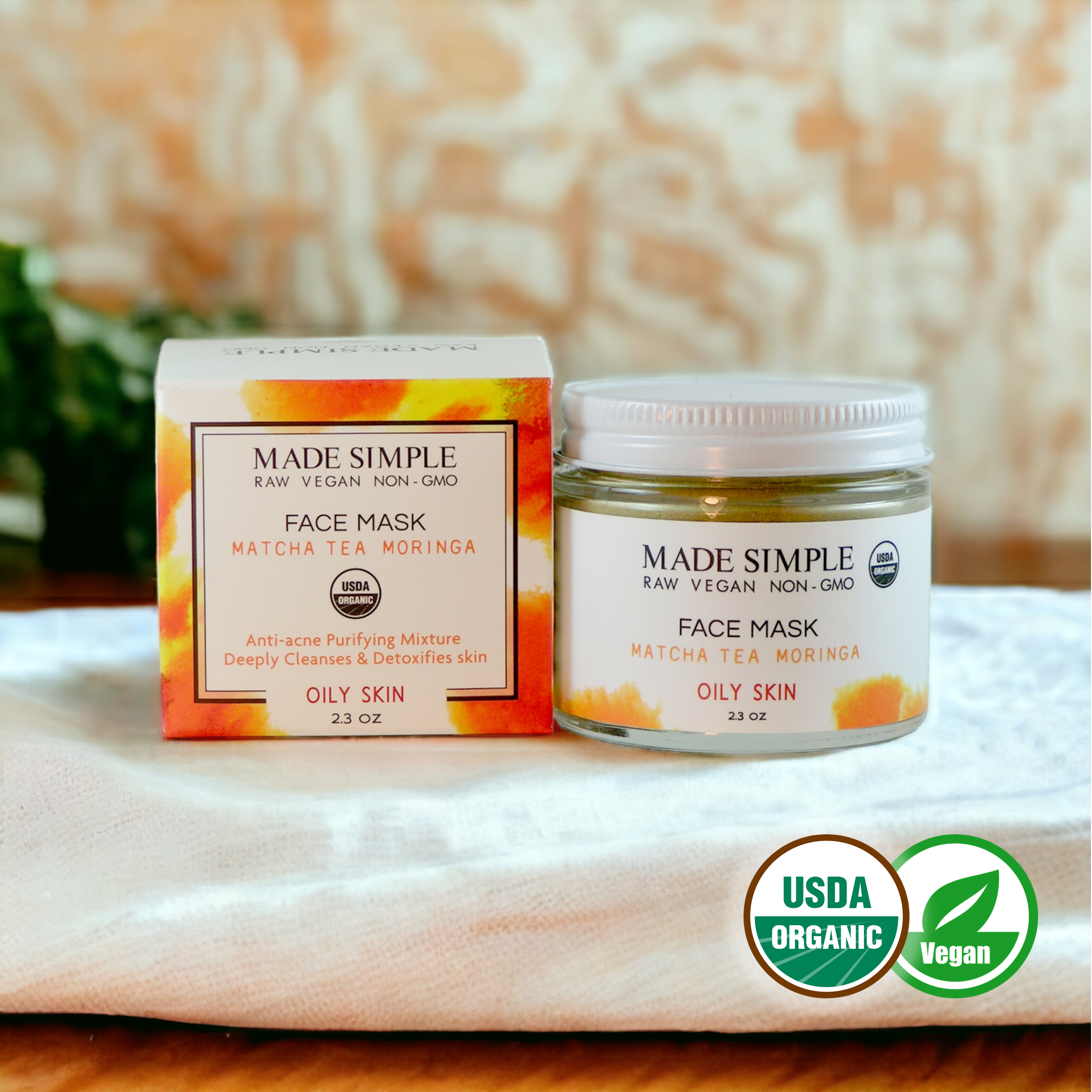 Matcha Tea Moringa Face Mask for Oily Skin - Certified Organic, Vegan & Cruelty-free